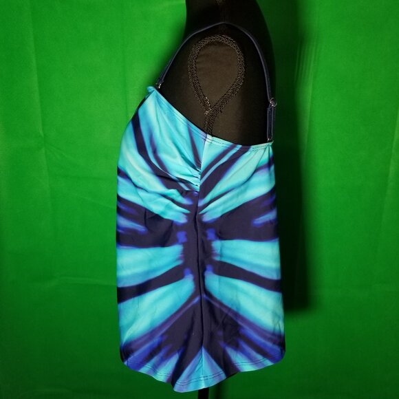 Venus Tankini Swim Top Blue Teal Womens Plus Size 18W Retro Summer Beach NWOT - Picture 2 of 6